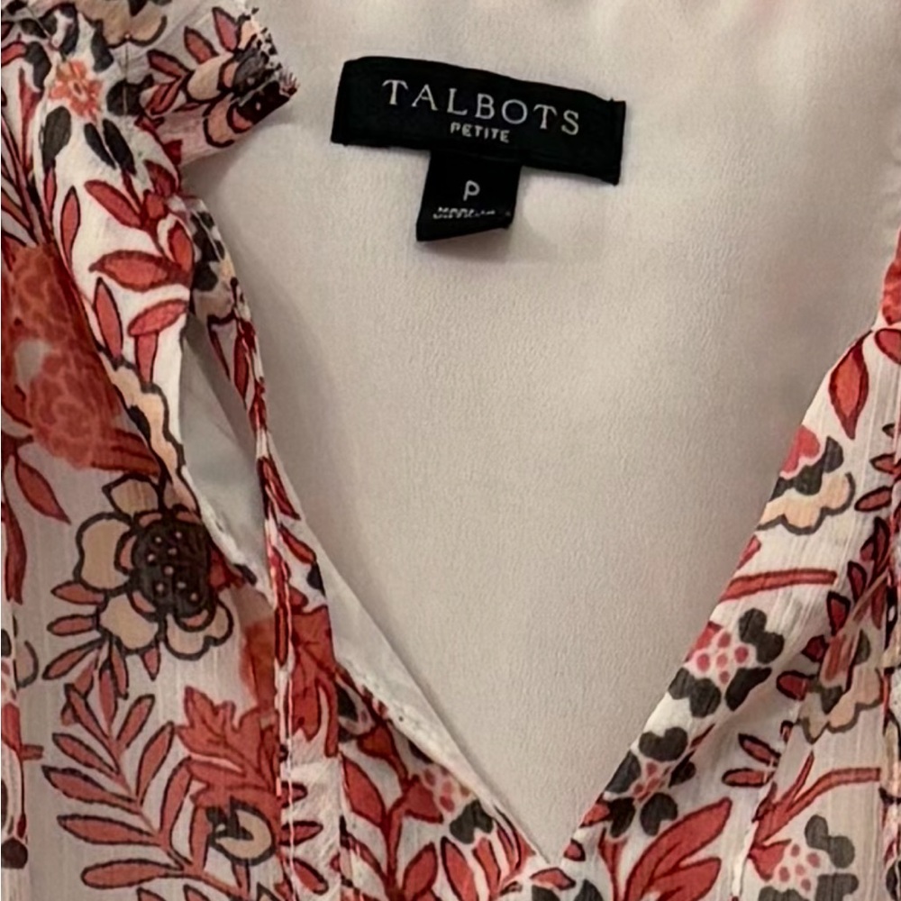 Talbots Red and White Floral Blouse - Picture 2 of 2